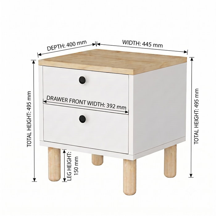 Hanah Home Rayme Mesita de Noche Roble Zafiro y Blanco